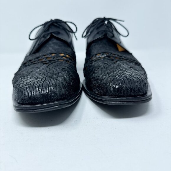VTG RARE Mezlan Shoes Mens 13M Black Derby Leather Lace Up Cut Out Casual Dress - Picture 2 of 13